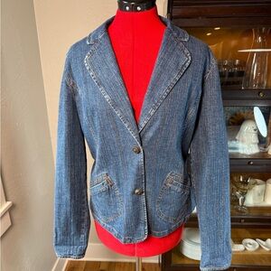 Nordstrom Stretch Two Button Tan Stitched Seams Western Jean Jacket Size L